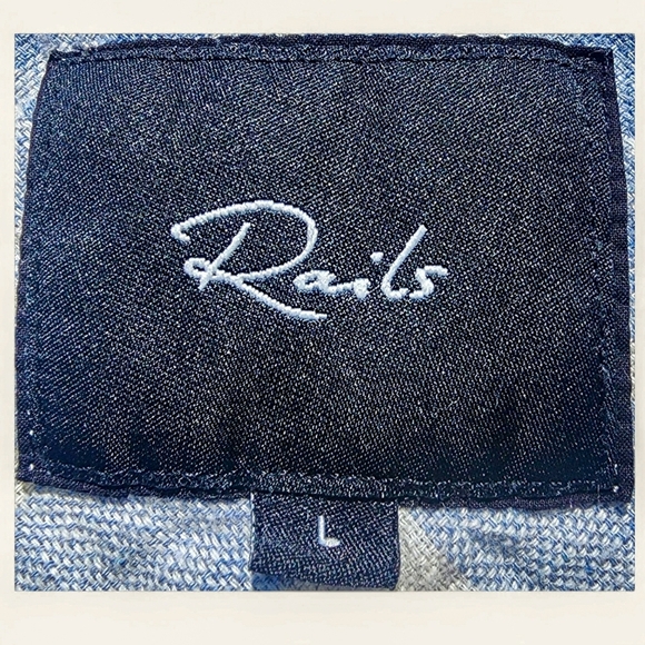 Rails Wyatt faded blue grey plaid button down soft cotton shirt L - Picture 7 of 14